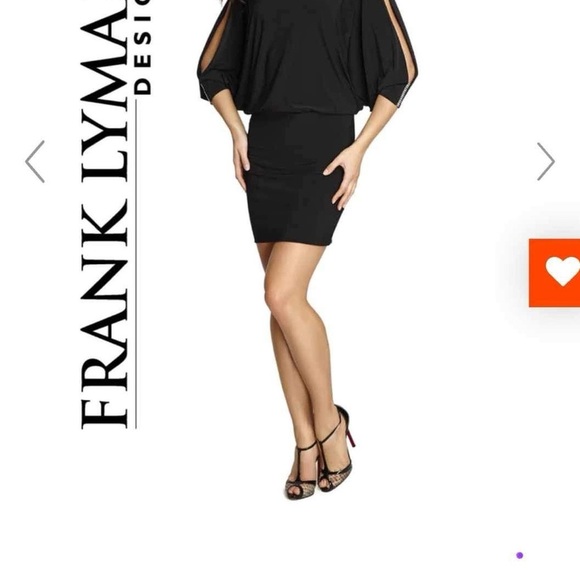 Dresses & Skirts - Frank Lyman formal  black cut out long sleeve dress with rhinestone trim size 14